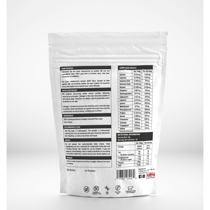 Carnivore Go Grass Fed Bovine Collagen Powder - 400g Hydrolysed