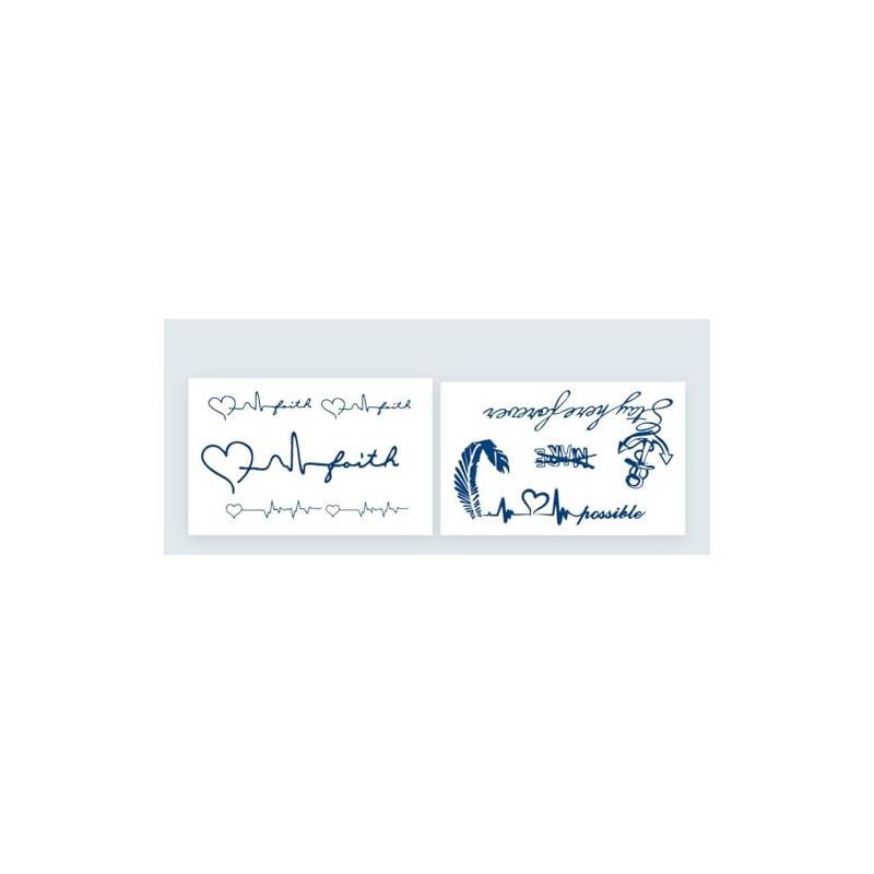 2 Blätter Temporäres Herzschlag Tattoo Schiffsanker Tattoo Schrift Tattoo Feder