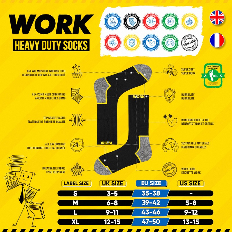 SOXCO WORK Socks for Men Crew Length Black Socks 10