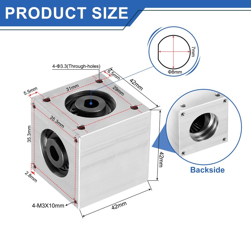 sourcing map Gear Box 90 Degree Right Angle Bevel Gearbox