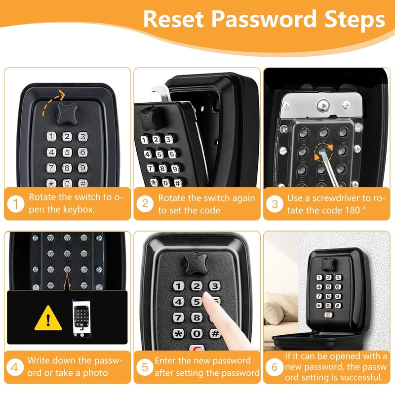 ROEOWENE Key Safe with Number Code Exterior Black Large Key