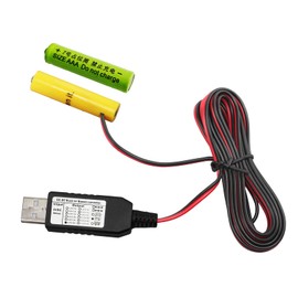 Battery Eliminator Replace USB Power Supply Converter Kit, 5V to 1.5V/3V/4.5V/6V/9V, 1-4 AA/AAA Cables 200cm Connect Multi for LED Light (2AAA-3V)