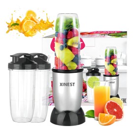 Xinest 500w Plata Licuadora Portátil Con 2 Vaso De Plástico Color Plateado