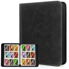 JoyHood Trading Card Binder for TCG Cards, Holds Up to 900 Cards, Hockey Card Folder Album Books Case with Zipper Fits PM MTG OPCG, Gifts for Boys/Girls (Black)
