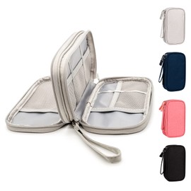 Ruyosn Kabel Organizer Tasche Wasserdicht Klein Kabeltasche Doppeltschicht Festplattentasche Elektronische Tasche Elektro Organizer Cable Bag Elektronik Zubehör Organisator Kabel für Reise Grau