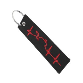 iplusmile Gentleman Keychain Key Tags Fashionable Motorbike Keychain with Heartbeat Racing Motif Embroidery