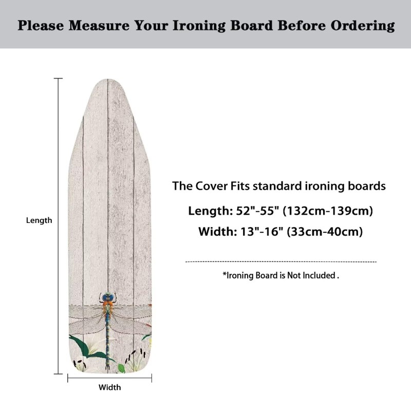 Hinthetall Wood Dragonfly Ironing Board Cover and Pad Standard Size