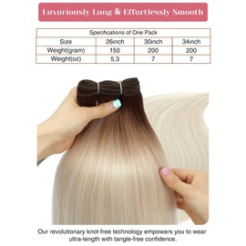 34 Inch Long Sew in Hair Extensions Copper to Light Blonde for Thin Hair 200g Straight Hair Bundles