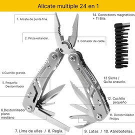 Navaja Multiuso Alicate Multiherramienta Plegable Cortador Desarmador Pinza Acero Inoxidable