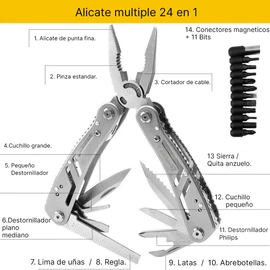 Navaja Multiuso Alicate Multiherramienta Plegable Cortador Desarmador Pinza Acero Inoxidable