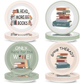 48Pcs Book Club Party Paper Plates 7'' Reading Club Birthday Party Supplies Library Reading LoverTheme Group Therapy Disposable Dessert Dinner Plates Tableware for Kids Boys Shower Birthday Decoration