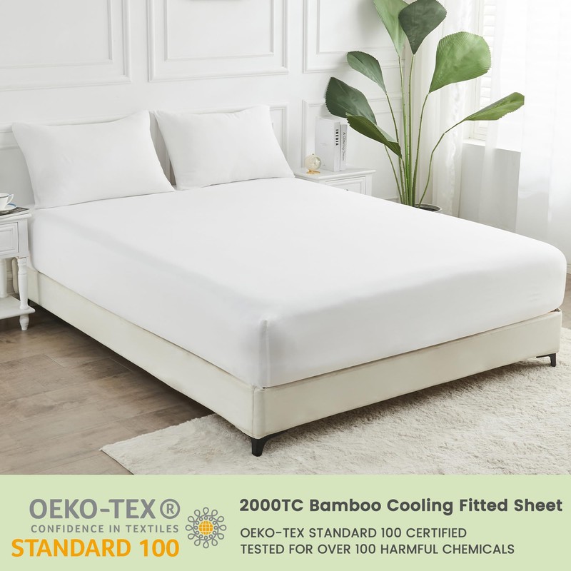 LINENOVA Bamboo King Fitted Sheet 1 Piece Only- 2000TC Ultra