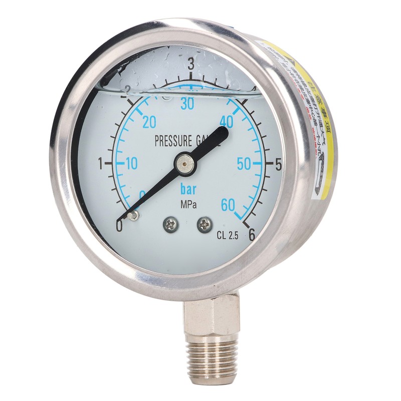 Pressure Gauge Stainless Steel Vibration Resistant Oil Manometer 1/4in NPT