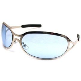 SPEED ADDICT METAL OVAL SUNGLASS (Metal Oval Sunglasses), Silver × Light Blue