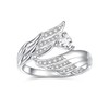 925 Sterling Silver Angel Wings CZ Ring Big Feather Ring