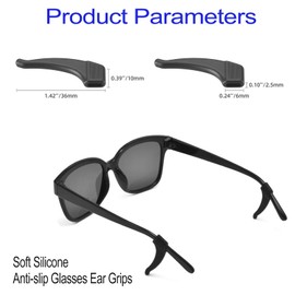 Omnful Eyeglass Holder, Anti-slip Glasses Ear Grip, Soft Silicone Glasses Ear Hook, Eye glass Temple Tips Sleeve Retainer, Glasses Ear Cushions for Sunglasses, Glasses (12Pairs Black)