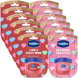 Vaseline Lip Therapy - Paquete de 12 bálsamos labiales aromáticos, ligeramente teñidos con vitamina E para labios suaves y besables, paquete de 12 unidades