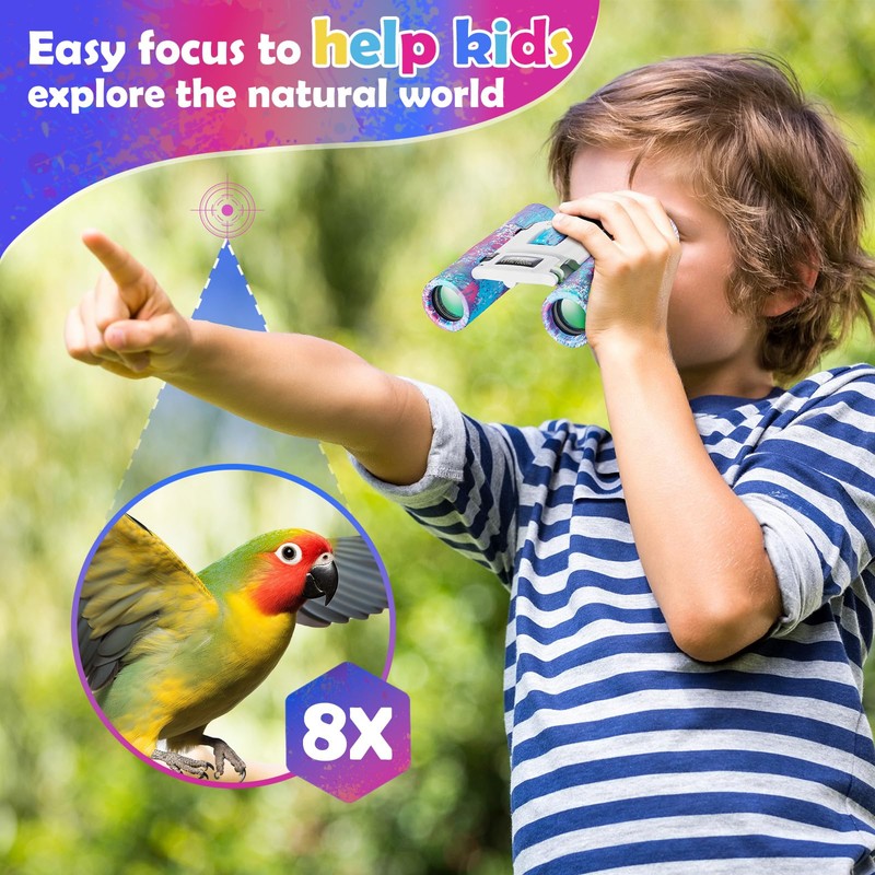 USCAMEL Binoculars for Kids, 8×21 Small Binoculars Adults, Waterproof Compact