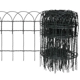 CHARMMA Garden Border Fence Powder-Coated Iron 32.8'x1.3',Garden Borders & Edging-141071