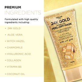 AZURE 24K Gold Firming Peel Off Face Mask- Anti Aging, Lifting, Illuminating & Revitalizing - Removes Blackheads, Dirt & Oils - With Hyaluronic Acid and Collagen - Skin Care - 150mL