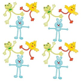 Fun Express Bulk 144 Pieces Easter Bendable Toys Assortment - Bunny, Chick and Frog