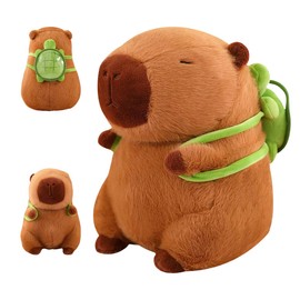 Meleager Capybara Cuddly Toy, Capybara Plush Toy for Children, Capybara with Turtle Backpack, Stuffed Toy Capybara Gift, Capybara Plush for Girls Boys (33 cm)