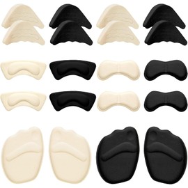 Almohadillas para Zapatos, 20 PCS Almohadillas de Talón para Mejor Ajuste Kit para Talón y Antepié para Mujer y Hombre, Metatarsianas Adheribles y Rellenador, Antideslizantes, Aliviar el Dolor
