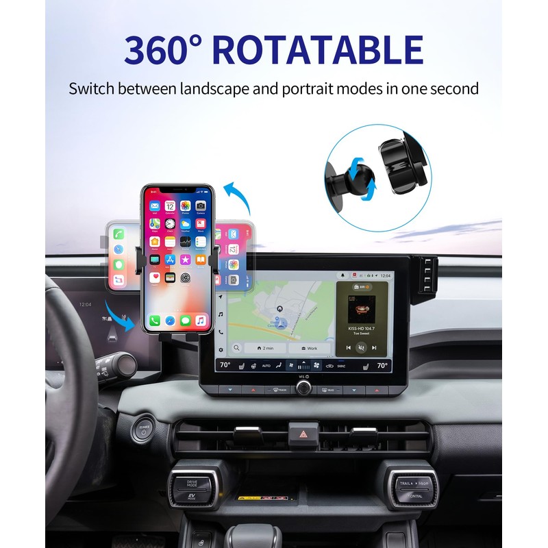 Auto Clamp Car Phone Holder for Toyota RAV4/Hybrid 2026, 10.5"