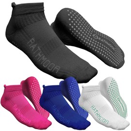 Rathmoor Yoga Socks (2 Pairs) Anti Skid Grip Non-Slip Soles for Women/Men Home Gym, Pilates, Yoga, Barre, Dance, Martial Arts, Trampoline, Fitness, Rehab & Body Balance (Blue)