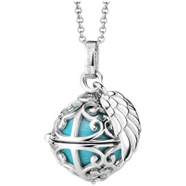 Engelsrufer Women's Sterling Silver Wing Pendant with Interchangeable Chime Ball Pendant - Nickel Free, Sterling Silver, No Gemstone