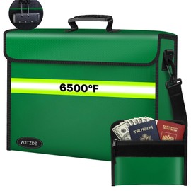 Fireproof Money Bags with Lock-6500°F Fireproof Document Box,10 Layers Insulation Materials&Waterproof Zipper,Removable Folder Layers/Wallet,Reflective Strip for Cash,Valuables(16.5”x 12.4”x 5.5”)
