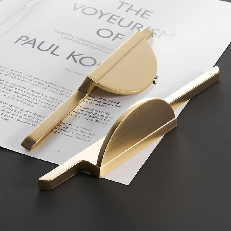 Myxekllo Gold Drawer Pulls Half Moon Drawer Pulls, Brushed Gold