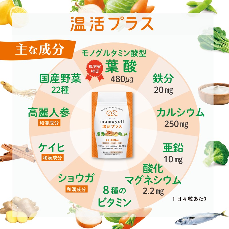 Mama Ael Warm Active Plus Folic Acid, High Formulation, 16.2