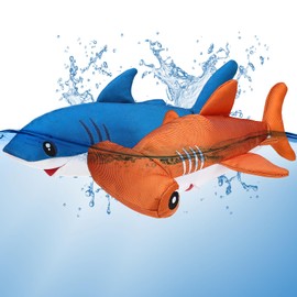 EXPAWLORER - Juguetes flotantes para perros chirriantes, paquete de 2 juguetes de agua para perros para piscina lago, tela Oxford duradera, juguete ma