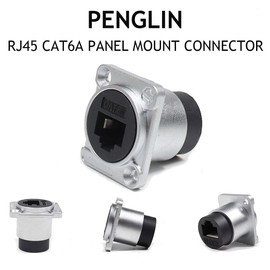 PENGLIN 5pcs RJ45 CAT6A Shielded Panel Mounting Socket D-Type RJ45 8P8C CAT6A/CAT6/CAT5 Ethernet LAN Feed-Through Network Socket with Waterproof and Dustproof Cap