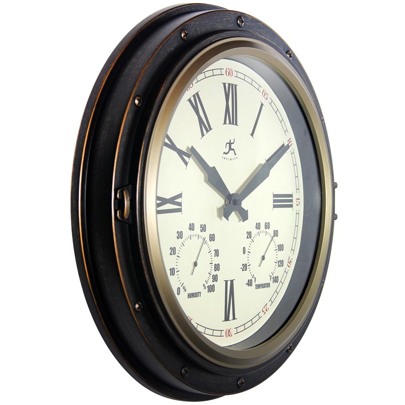 Infinity Instruments Forecaster Indoor/Outdoor Wall Clock, Thermometer, Hygrometer combo, Stylish