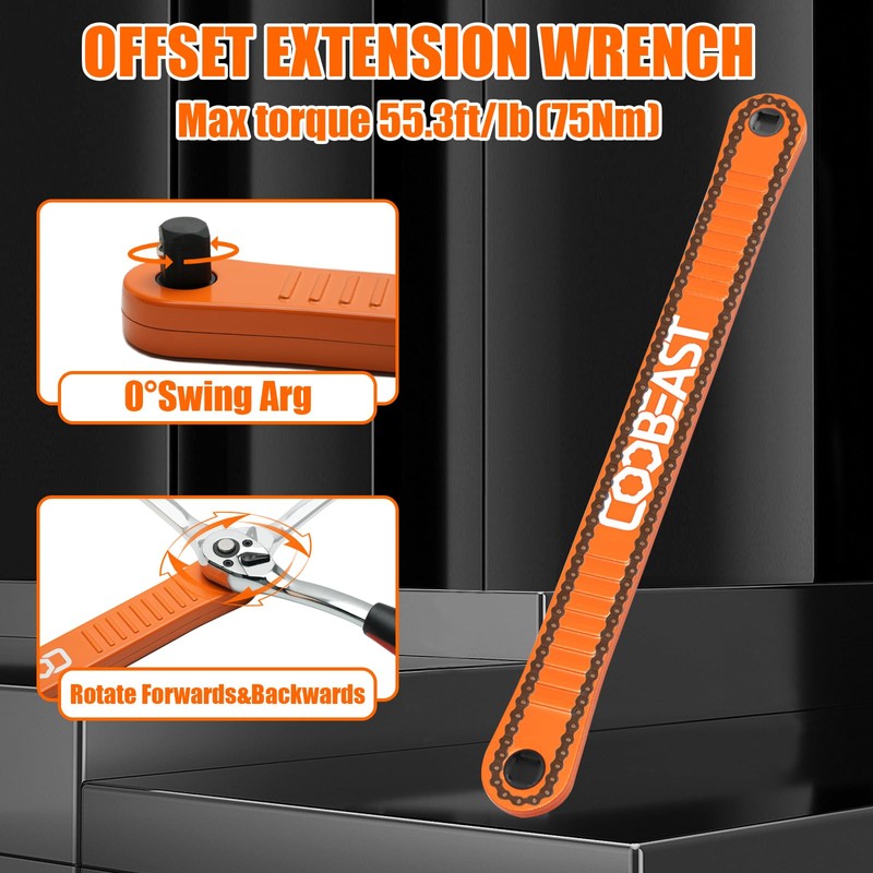 3/8" Offset Extension Wrench Impact Ready Socket Wrench Extender Tool