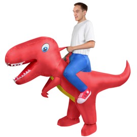 AOOWU Inflatable Dinosaur Costume, Inflatable Costume for Adults, Dinosaur Costume Adults, Red, Carnival Party Dino Costume Men Women (155 cm - 190 cm)