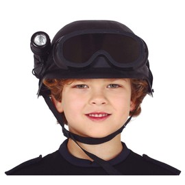 shoperama Children's Helmet Special Unit with Safety Glasses and Torch Soldier Police SEK SWAT Einsatzkommando Costume Accessory
