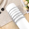 Aospkle 6PCS Stainless Steel Bracelets for Men Women, Silver Cuban
