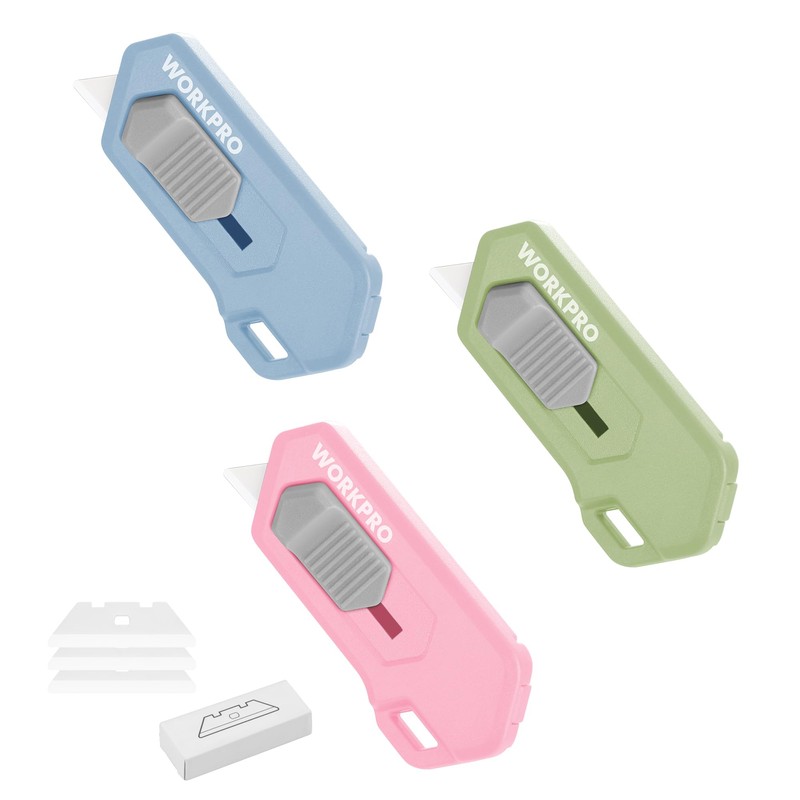 WORKPRO Ceramic Small Safety Box Cutter, Automatic Rebound Mini Letter