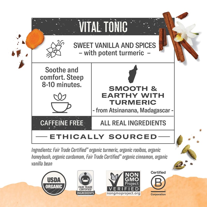 Numi Organic Amber Sun Turmeric Tea Bags, 15 Tea Bags,