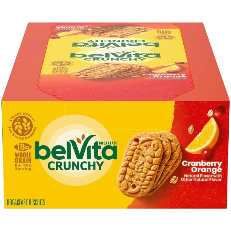 belVita Cranberry Orange Breakfast Biscuits, 8 Packs (4 Biscuits Per