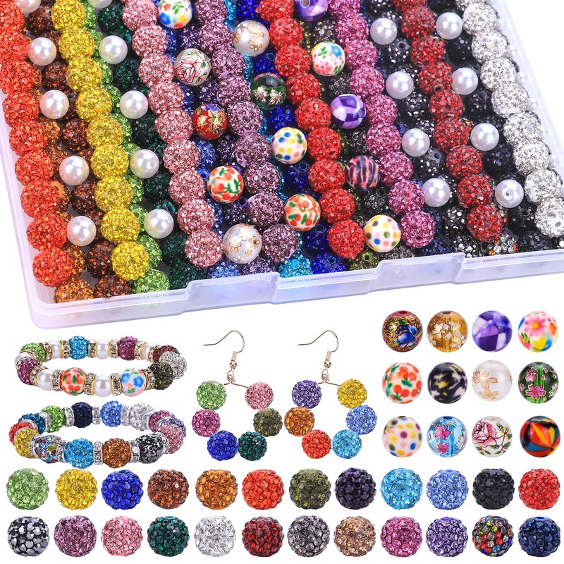AIPRIDY Jewelry Making Beads Set, 590 PCS 10mm Round Mixed