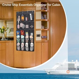 F-color Over the Door Organizer for Cruise - 20-Pocket Hanging Organizer | Tool-Free Mount with 4 Metal Hooks, See-Through Mesh Pockets, Lightweight &