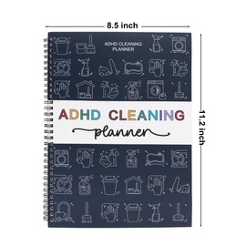 Sonjade ADHD Cleaning Planner, Tidy Minds Daily Weekly Monthly Household Family Planning Task Organizer Book Calendar, Spiral Bound Clean Schedule and Checklist Notebook Journal with Visual Icons, 8.5 x 11.2 Inch (Navy Blue)