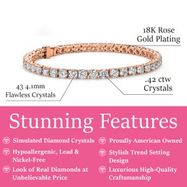 Cate & Chloe Olivia 18k Tennis Bracelet, Womens 18k Gold Plated Tennis Bracelet w/Cubic Zirconia Crystals, 7.5" Sparkling Stone Bracelet for Women, CZ Bracelets, 7.5 inch, Metal