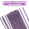 25 Pcs Reusable Leopard Straws with Cleaning Brushes, Purple