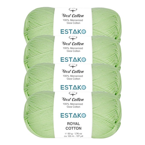 Estako Royal Cotton, (4 Skeins Pack ) 100% Mercerized Giza