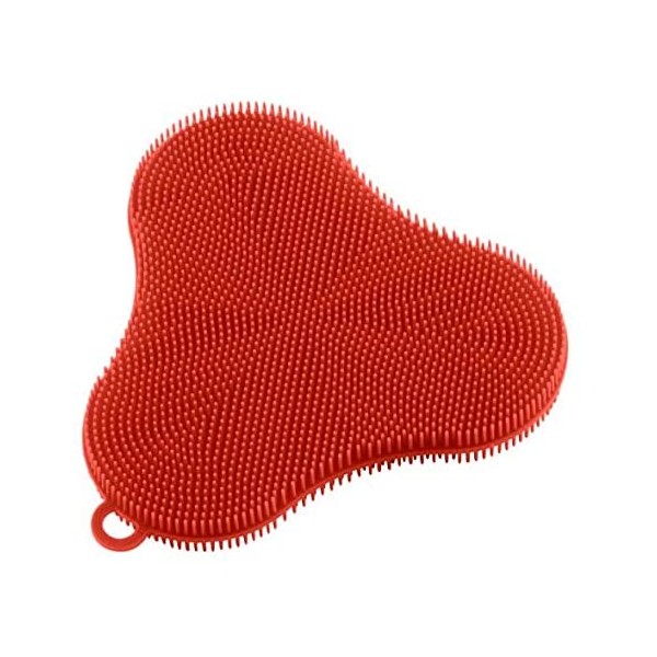 Kuhn Rikon Stay Clean Silicone Clover Scrubber, standard, red